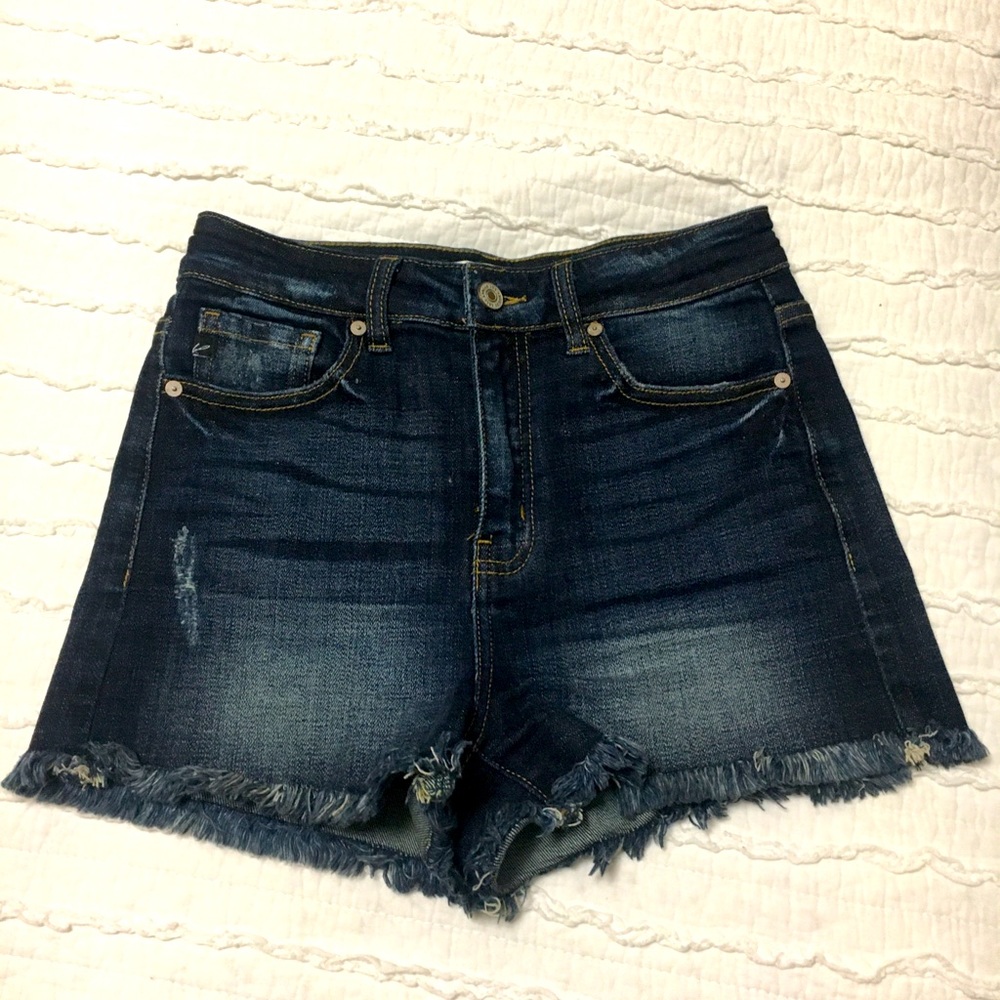 KanCan Elle high rise jean shorts dark wash